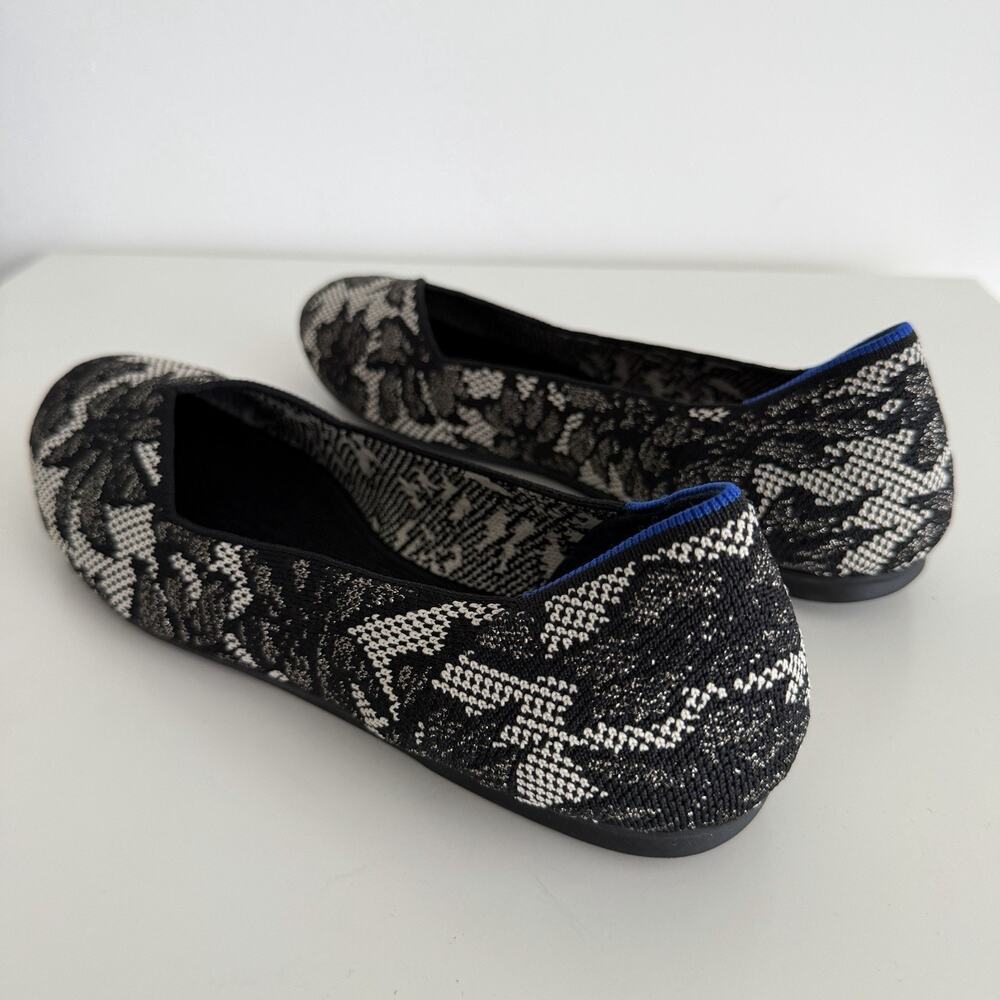 Rothy's The Flat Womens 10.5 Black Blue Chantilly Washable Slip On Shoes Comfort - Picture 9 of 14